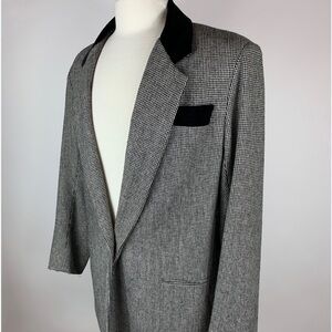 VINTAGE 90s DUMAS HOUNDSTOOTH AND BLACK BLAZER WITH SHOULDER PADS SZ LARGE